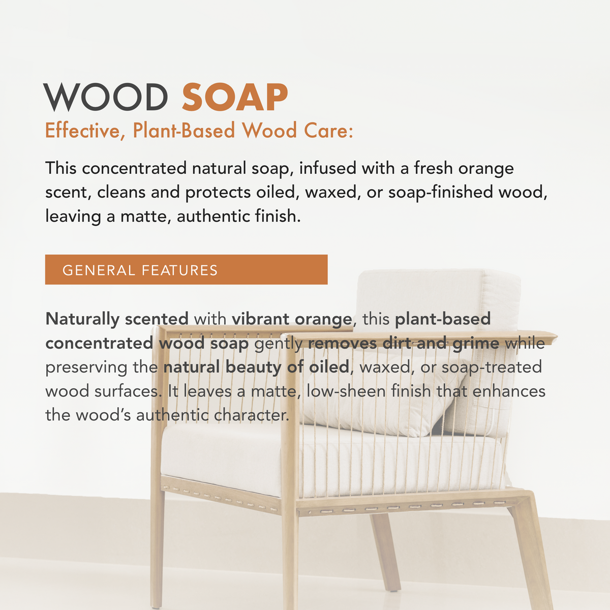Natura Onecoat Wood Soap, Orange, 100 ml